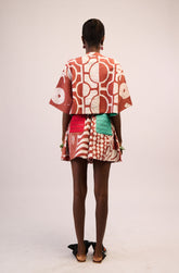 Coffee Brown and White Crop Shirt